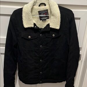 Black and Cream  corduroy Trucker Jacket!